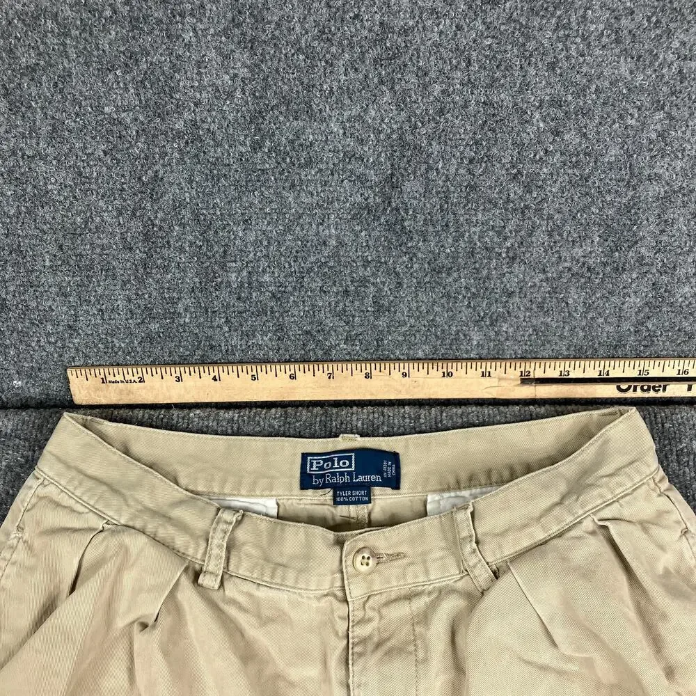 Polo Ralph Lauren Shorts Mens Size‎ 36 Beige Pleated Casual Tyler Fit Chino